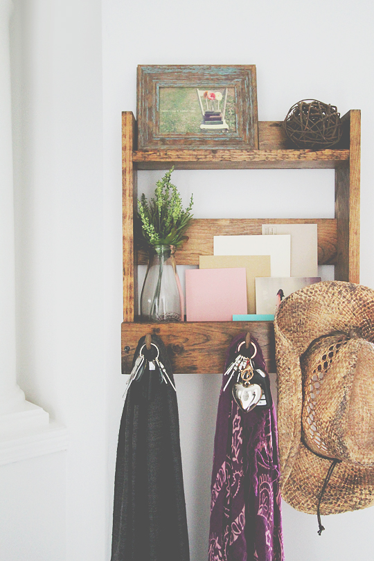 wooden letter rack and key holder